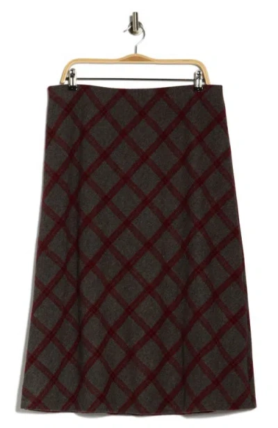 Renee C Plaid Knit A-line Skirt In Gray