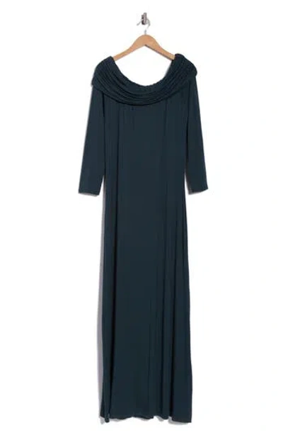 Renee C Off The Shoulder Long Sleeve Maxi Dress In Green