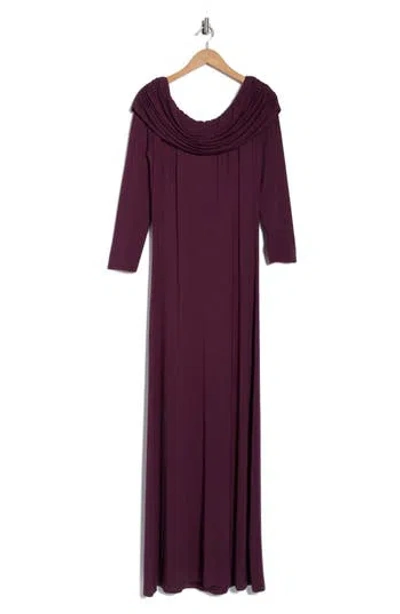 Renee C Off The Shoulder Long Sleeve Maxi Dress In Purple
