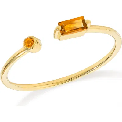 Ys Gems Double Stone Open Band Ring In Gold