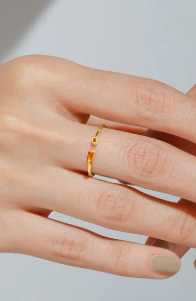 Ys Gems Double Stone Open Band Ring In Gold