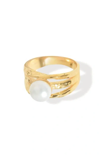 Ys Gems Cultured Pearl Split Band Ring In Gold