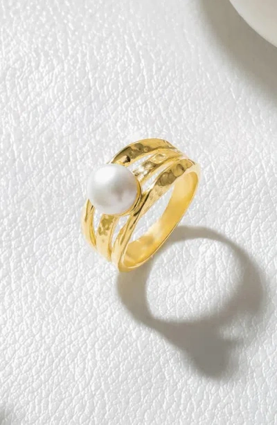 Ys Gems Cultured Pearl Split Band Ring In Gold