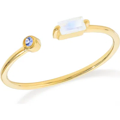 Ys Gems Double Stone Open Band Ring In Gold