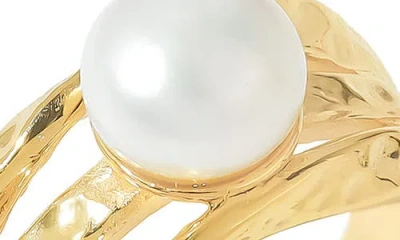 Ys Gems Cultured Pearl Split Band Ring In Gold