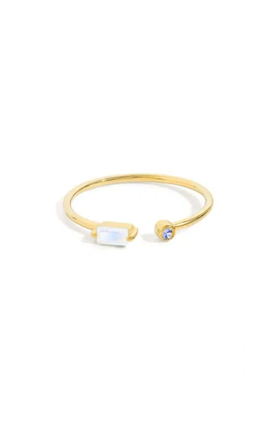 Ys Gems Double Stone Open Band Ring In Gold