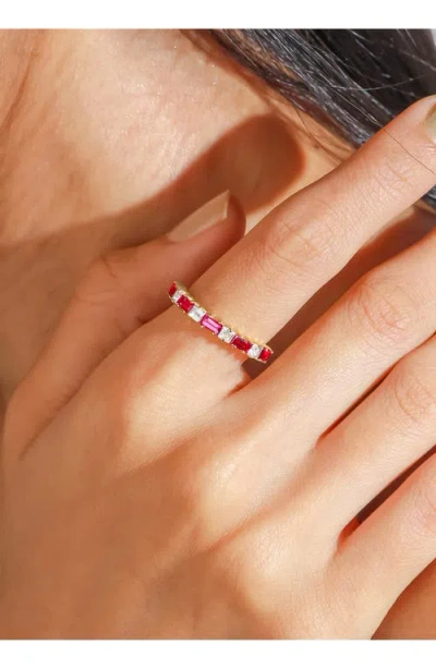 Ys Gems Garnet & White Topaz Band Ring In Gold