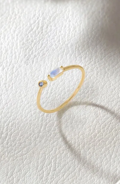 Ys Gems Double Stone Open Band Ring In Gold