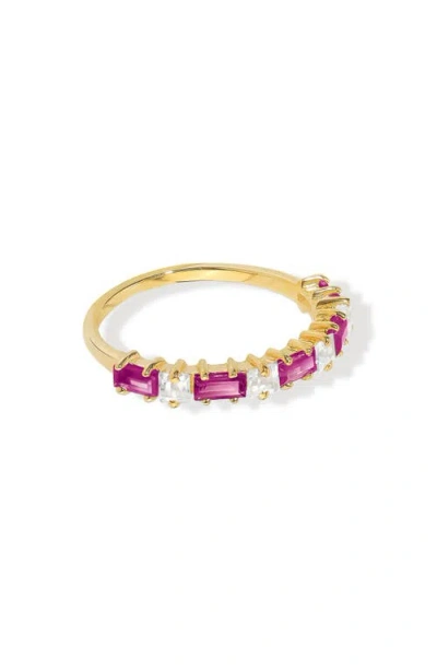 Ys Gems Garnet & White Topaz Band Ring In Gold