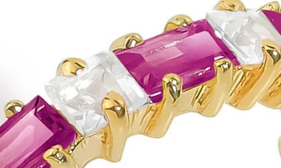 Ys Gems Garnet & White Topaz Band Ring In Gold