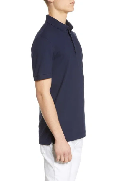 Lacoste Stretch Cotton Paris Regular Fit Polo Shirt In Navy Blue