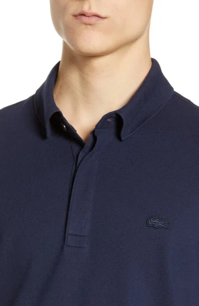 Lacoste Stretch Cotton Paris Regular Fit Polo Shirt In Navy Blue
