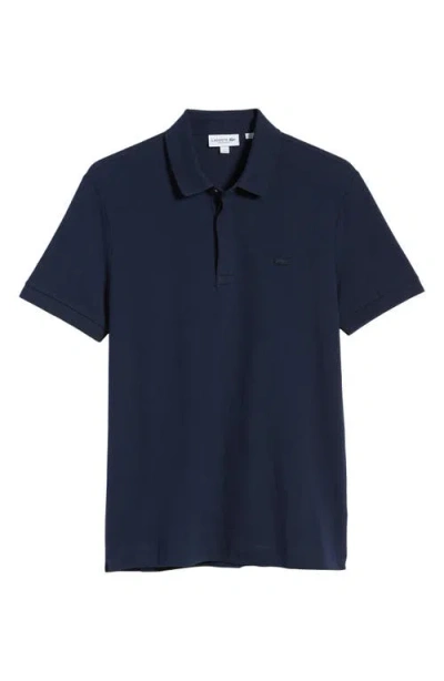 Lacoste Stretch Cotton Paris Regular Fit Polo Shirt In Navy Blue