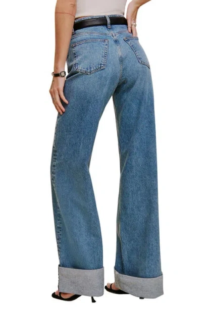 Reformation Cary Cuffed High Waist Slouchy Wide Leg Jeans In Brown