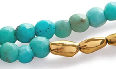 Monica Vinader Gold Mini Nugget Gemstone Beaded Bracelet Turquoise In Yellow Gold