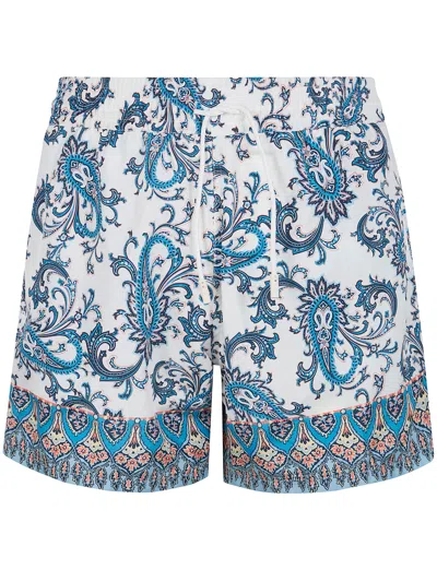 Etro Swim Shorts With Placed Leafy Paisley Print In Blue