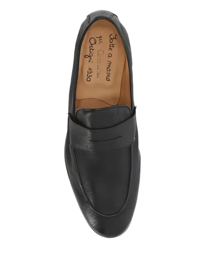 Ortigni Leather Penny Loafers In Black