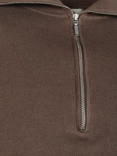 Entire Studios High Collar Zip Sweater Long Sleeves In Brown