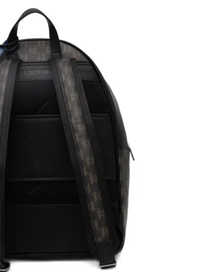Karl Lagerfeld Monogram-pattern Zip Backpack In Black