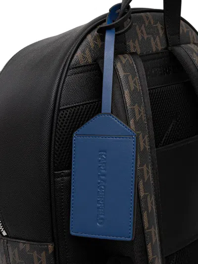 Karl Lagerfeld Monogram-pattern Zip Backpack In Black