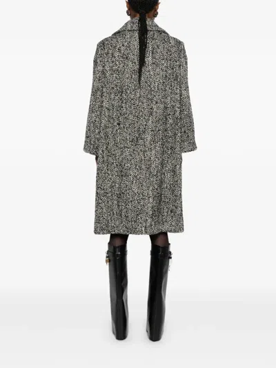 Dolce & Gabbana Double-breasted Herringbone Coat In Gray