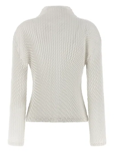 Issey Miyake Sleek Pleats Cardigan In White