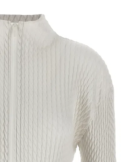 Issey Miyake Sleek Pleats Cardigan In White