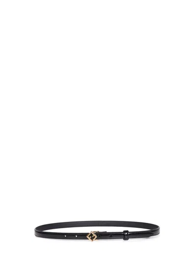 Fendi Women Black Patent Leather Ff Diamonds Belt In Black