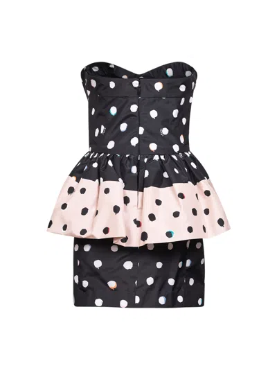 Fendi Women Black Printed Taffeta Bustier Minidress In Multi