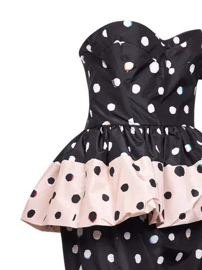 Fendi Women Black Printed Taffeta Bustier Minidress In Multi