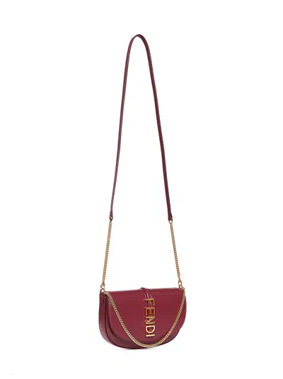 Fendi Burgundy Graphy Wallet On Chain Wallet In Burgundy