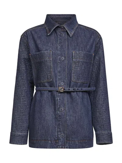 Fendi Women Dark Blue Denim Go-to Jacket In Blue