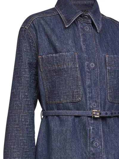 Fendi Women Dark Blue Denim Go-to Jacket In Blue