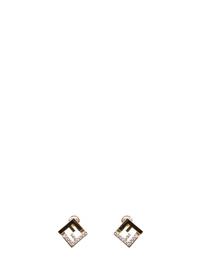 Fendi Gold  Forever Crystal-embellished Earrings In Multi