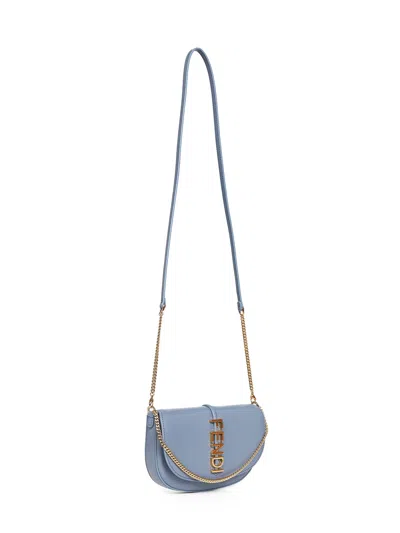 Fendi Women Mercury Blue Graphy Wallet On Chain Wallet In Blue
