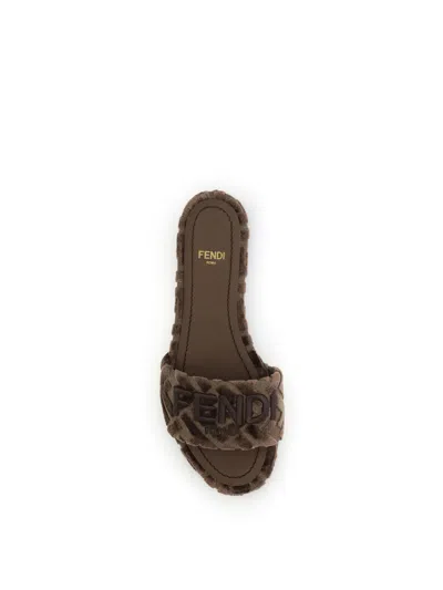 Fendi Women Sunshine Slide Sandals In Brown