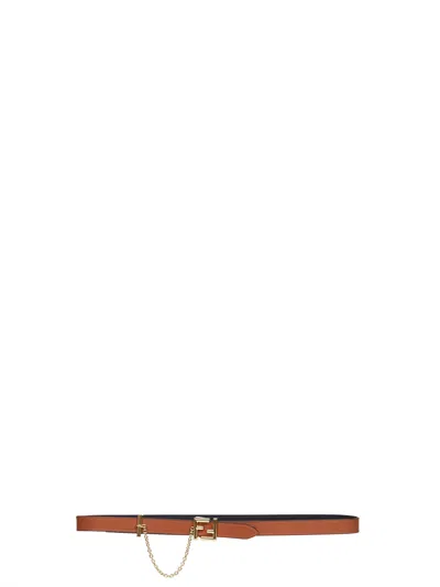 Fendi Women Two-tone Leather Reversible Ff Belt In Black