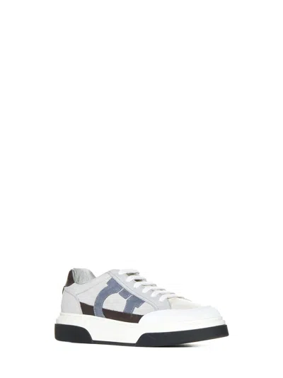 Ferragamo Men Low-top Sneakers With Gancini In Multi