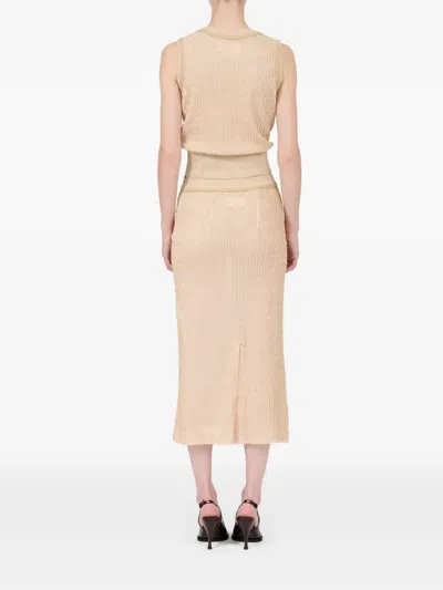 Maison Margiela Ribbed-knit Midi Skirt In Neutral