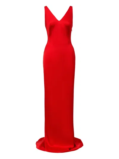 Il Volo Lavina V-neck Maxi Dress In Red