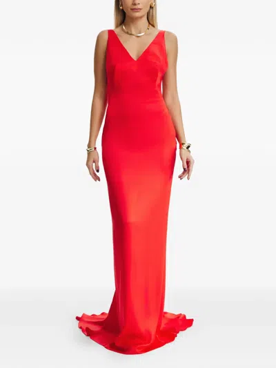 Il Volo Lavina V-neck Maxi Dress In Red