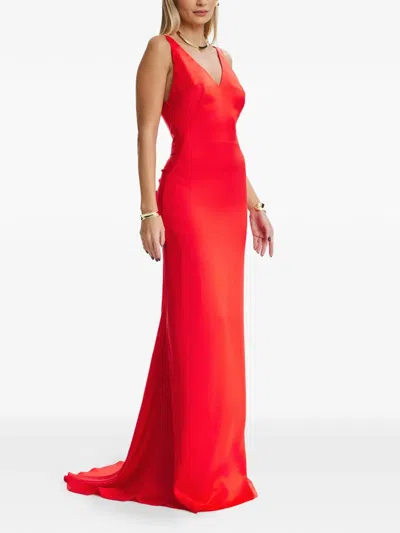 Il Volo Lavina V-neck Maxi Dress In Red