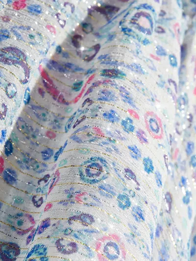 Rococo Sand Puff-sleeve Printed Top In Blue