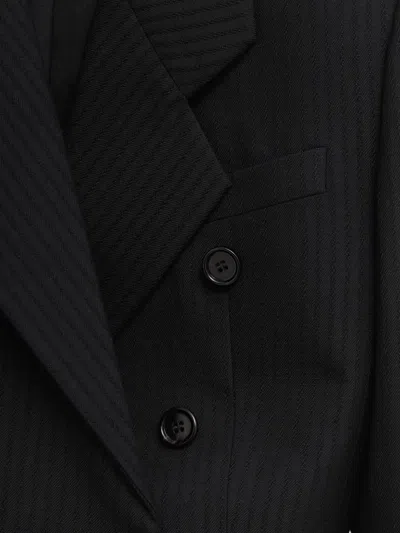 Chloé Double-breasted Cropped Spencer Jacket In Striped Wool In Black