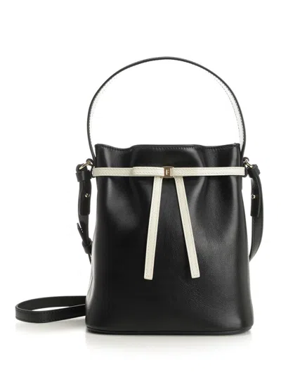 Ferragamo Bucket Bag Mascarpone Bow Salvatore Top Handle In Black