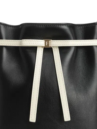 Ferragamo Bucket Bag Mascarpone Bow Salvatore Top Handle In Black