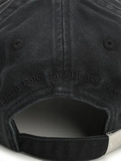 Ganni Womens Black Brand-embroidered Cotton-canvas Cap In Black