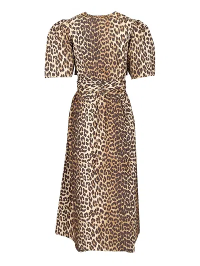 Ganni Women Leopard-print Midi Dress In Animal Print