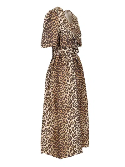 Ganni Women Leopard-print Midi Dress In Animal Print