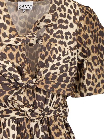 Ganni Women Leopard-print Midi Dress In Animal Print